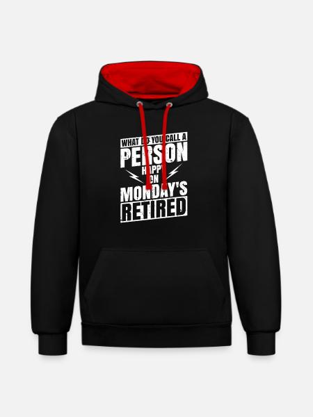 Pension de pensionné - Sweat à capuche contrasté - noir/rouge
