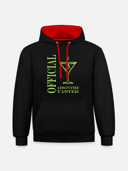 Offizielle Absinth-Verkostung - Kontrast-Hoodie - Schwarz/Rot