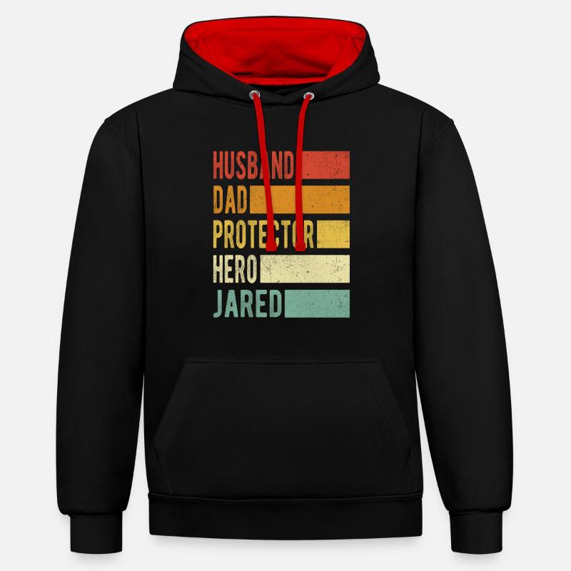 Jared nom papa cadeau - Sweat à capuche contrasté - noir/rouge
