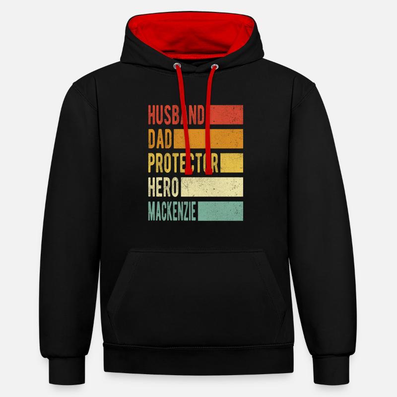 Mackenzie nom papa cadeau - Sweat à capuche contrasté - noir/rouge