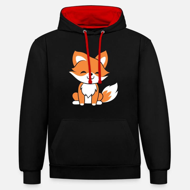 petit renard - Sweat à capuche contrasté - noir/rouge