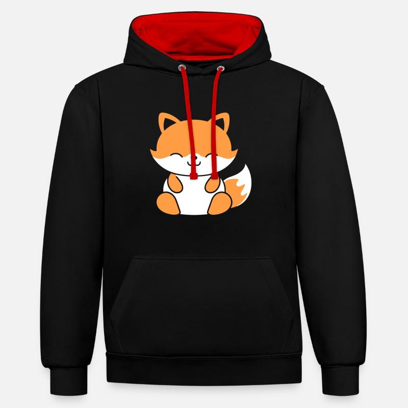 J'aime les renards - Sweat à capuche contrasté - noir/rouge