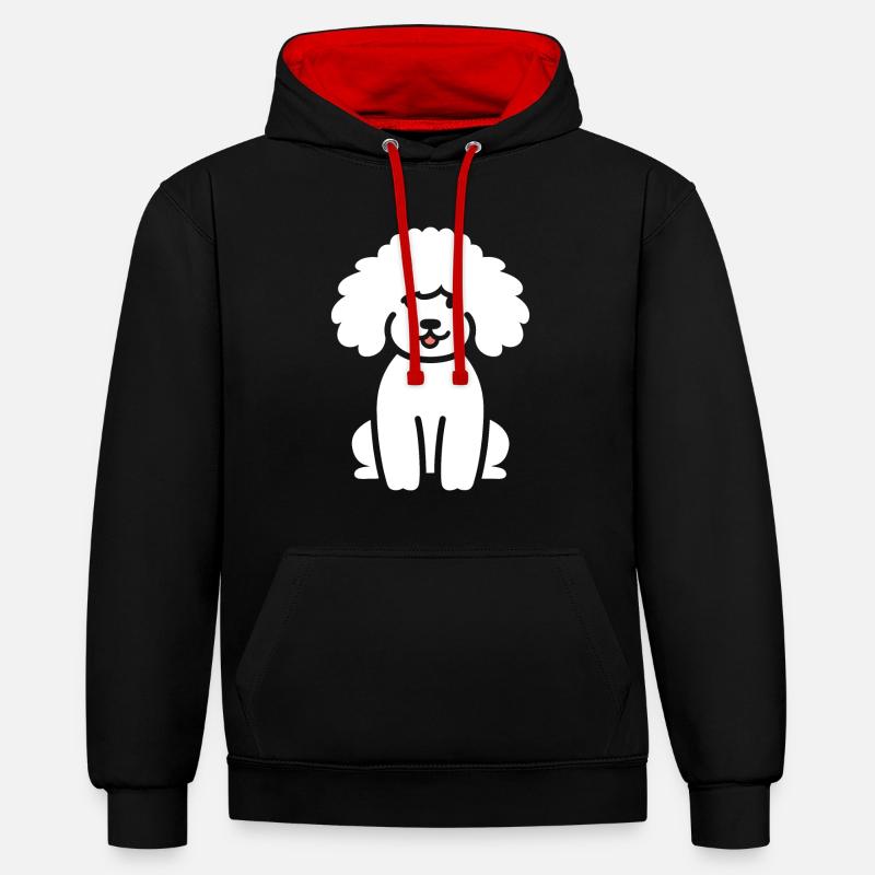 Humour chien petit caniche - Sweat à capuche contrasté - noir/rouge