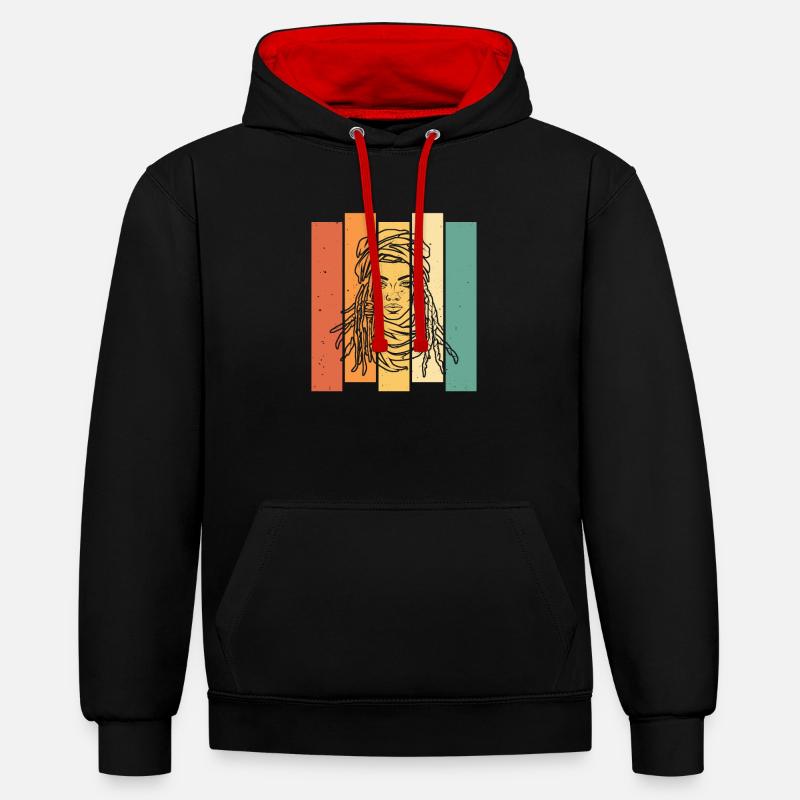 Dreadlocks de cheveux Rasta Dreads - Sweat à capuche contrasté - noir/rouge
