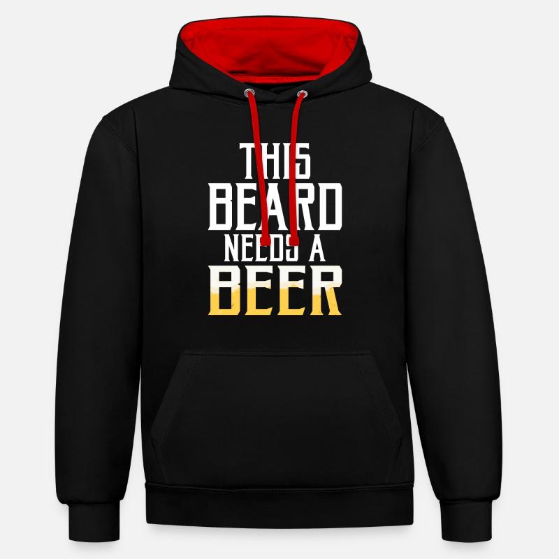 Giftidea Beard Men - Kontrast-Hoodie - Schwarz/Rot