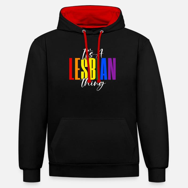 Cadeaux Lesbiens - Sweat à capuche contrasté - noir/rouge