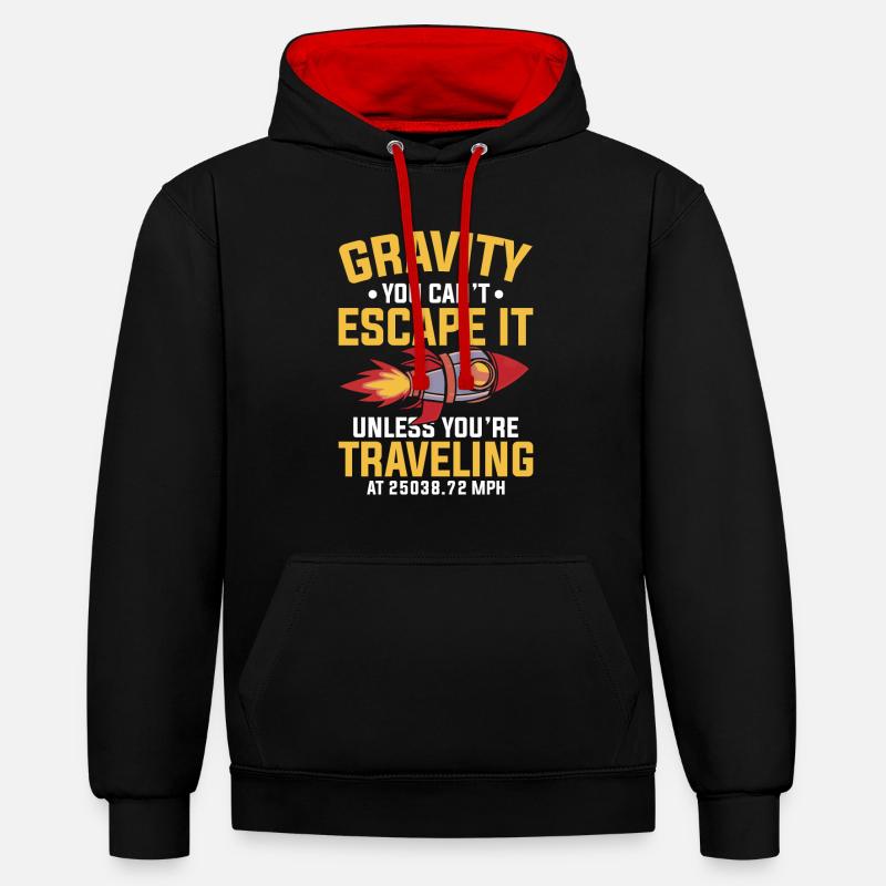 Ingénieur aérospatial Fusée, Aviation, - Sweat à capuche contrasté - noir/rouge