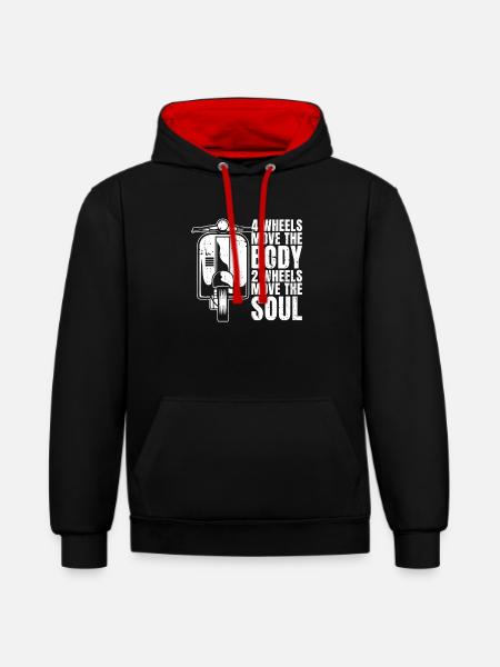 Motorroller - Kontrast-Hoodie - Schwarz/Rot