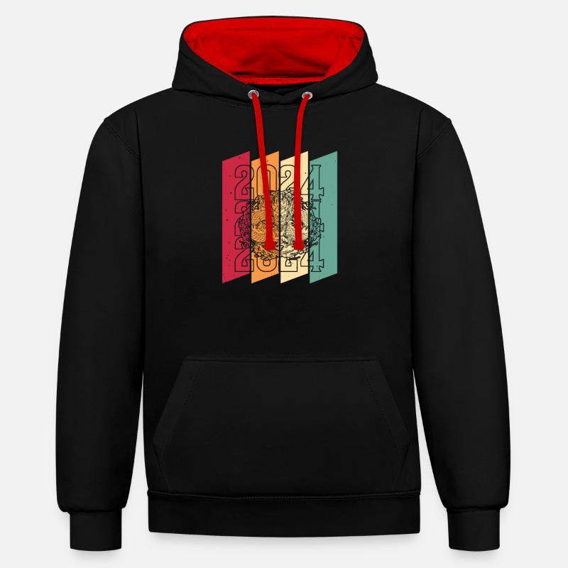 Année du Dragon 2024 - Sweat à capuche contrasté - noir/rouge