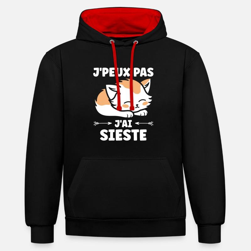 J'ai sieste - Sweat à capuche contrasté - noir/rouge