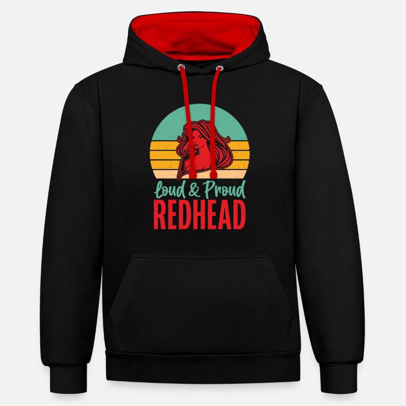 Cadeaux roux - Sweat à capuche contrasté - noir/rouge