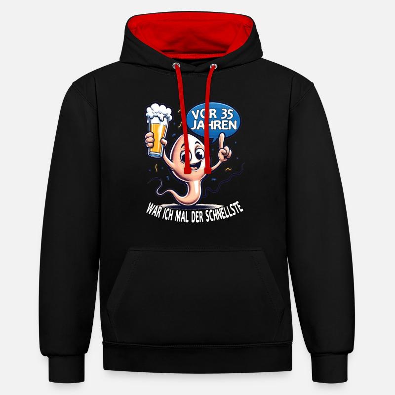 Il y a 35 ans, j’étais le plus rapide - Sweat à capuche contrasté - noir/rouge