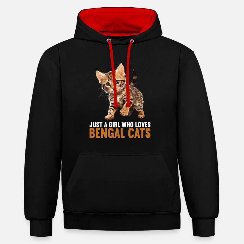 Chat du Bengale Bengalkatze - Sweat à capuche contrasté - noir/rouge