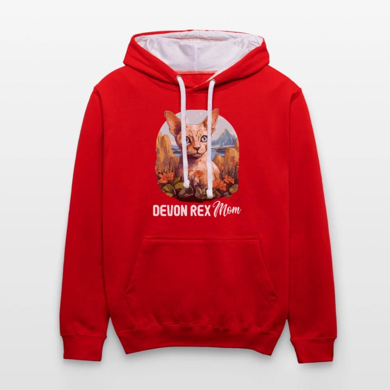 Devon Rex Kätzchen Devon Rex Katze Kontrast-Hoodie