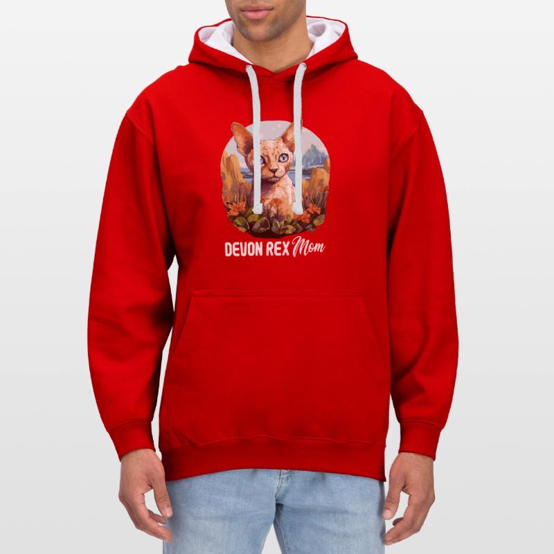 Devon Rex Kätzchen Devon Rex Katze Kontrast-Hoodie