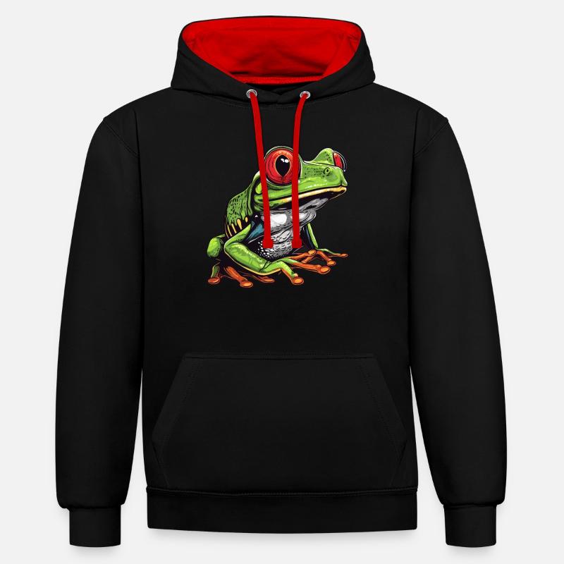 Rainette Baumfrösche Baumfrosch - Sweat à capuche contrasté - noir/rouge