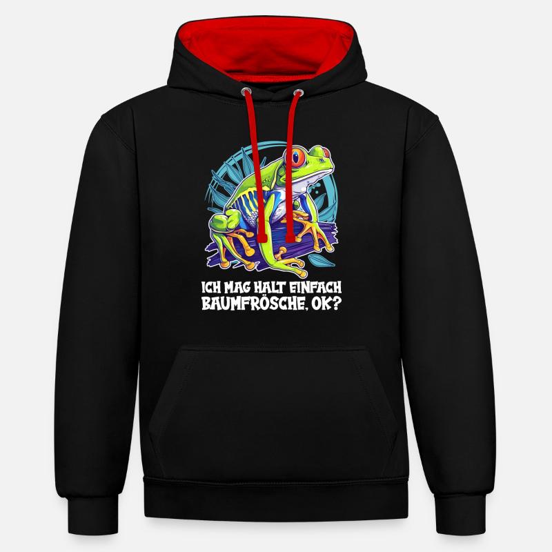 Tree Frog Baumfrösche Baumfrosch - Contrast hoodie - black/red