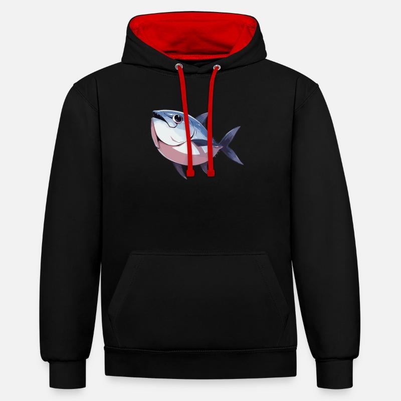 Thon Thunfische Thunfisch - Sweat à capuche contrasté - noir/rouge