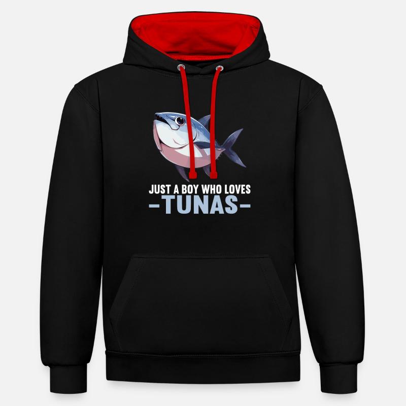 Thon Thunfische Thunfisch - Sweat à capuche contrasté - noir/rouge