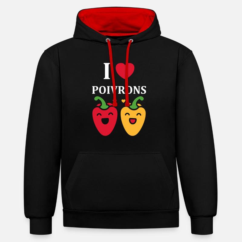 Humour poivron - Sweat à capuche contrasté - noir/rouge