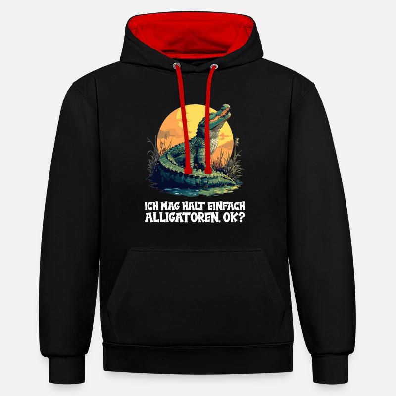 Alligatoren Alligator - Sweat à capuche contrasté - noir/rouge