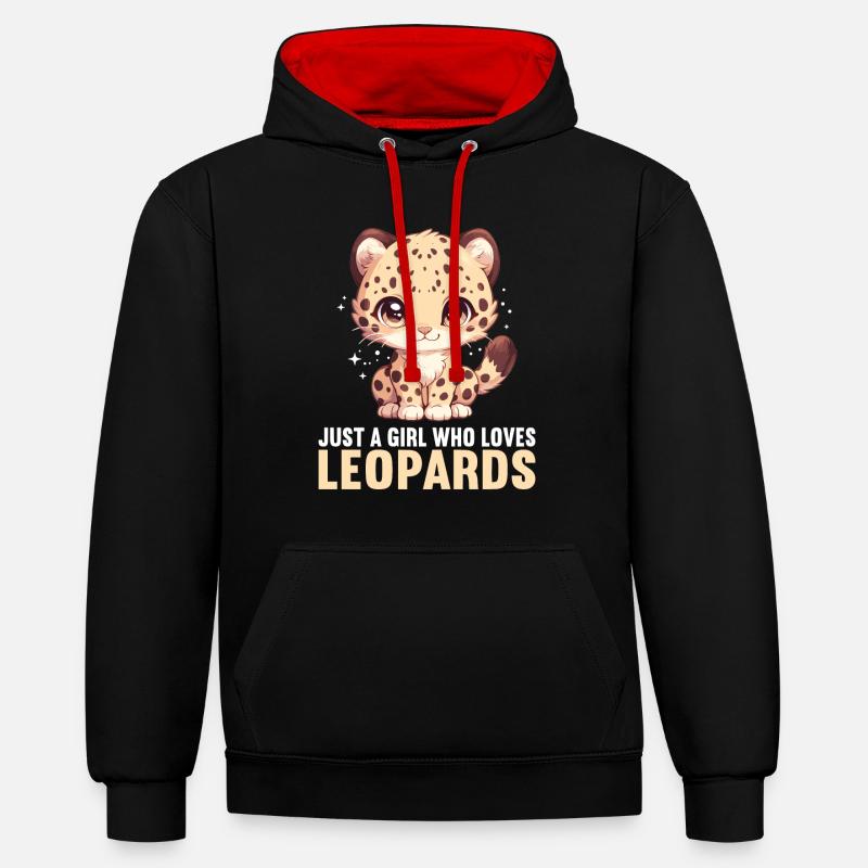 Léopard léopard - Sweat à capuche contrasté - noir/rouge