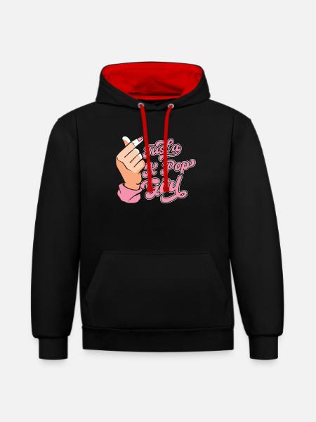 K Pop Kpop Koreansk Pop Bare en Kpop-pige - Kontrast-hoodie - sort/rød