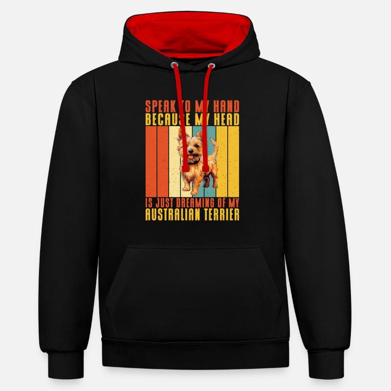 Cadeaux pour terrier australien - Sweat à capuche contrasté - noir/rouge