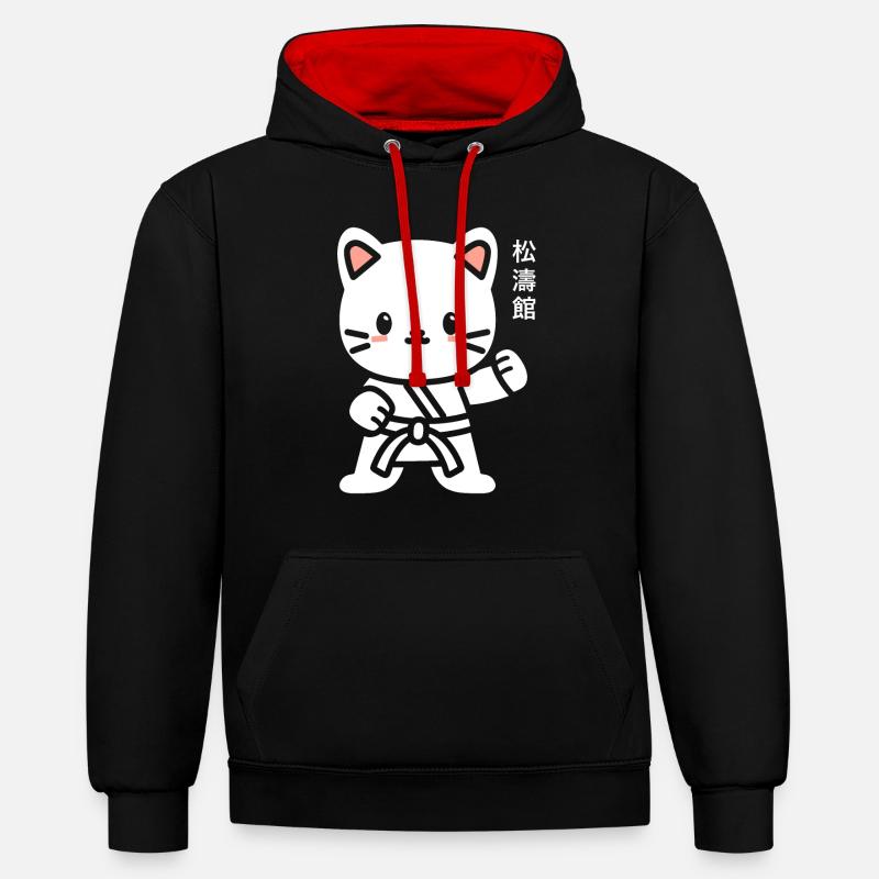 karate - Sweat à capuche contrasté - noir/rouge