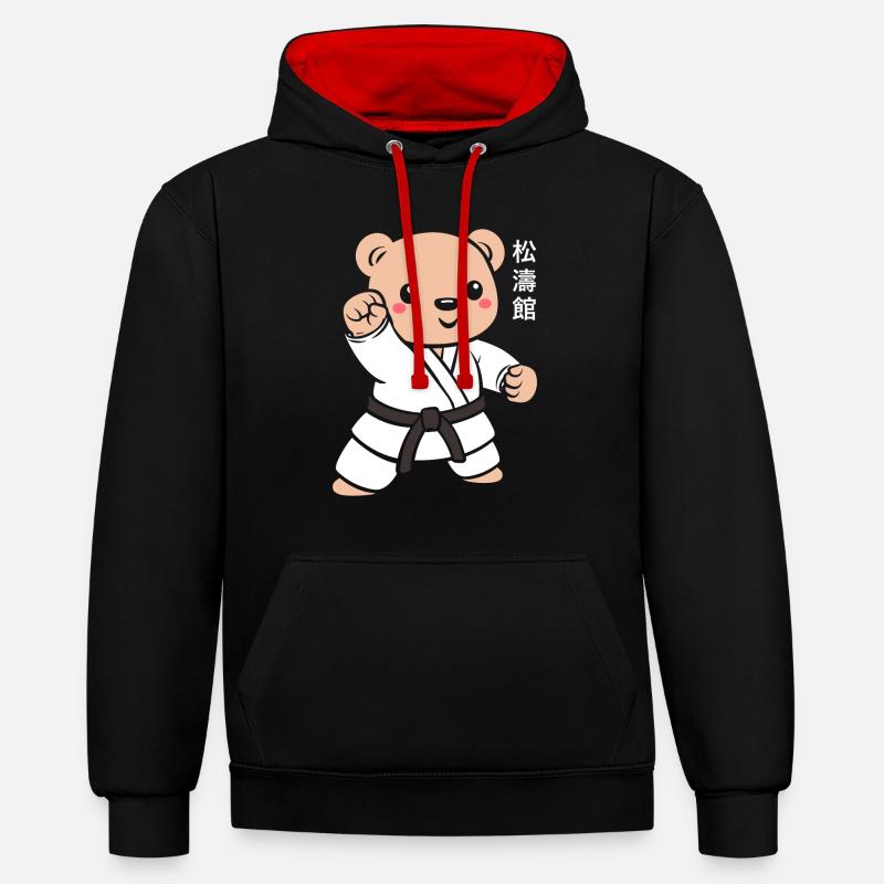 karate - Sweat à capuche contrasté - noir/rouge
