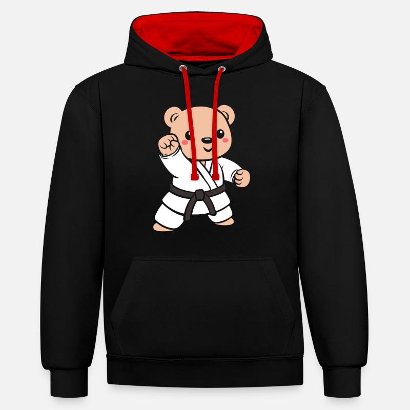 judo - Sweat à capuche contrasté - noir/rouge