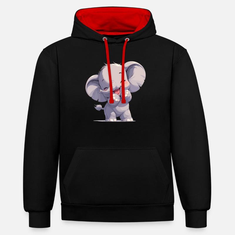 Elephant Elefanten Elefant - Sweat à capuche contrasté - noir/rouge