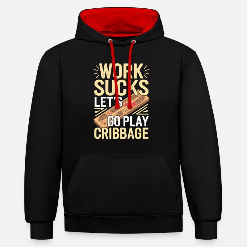 Cribbage - Sweat à capuche contrasté - noir/rouge