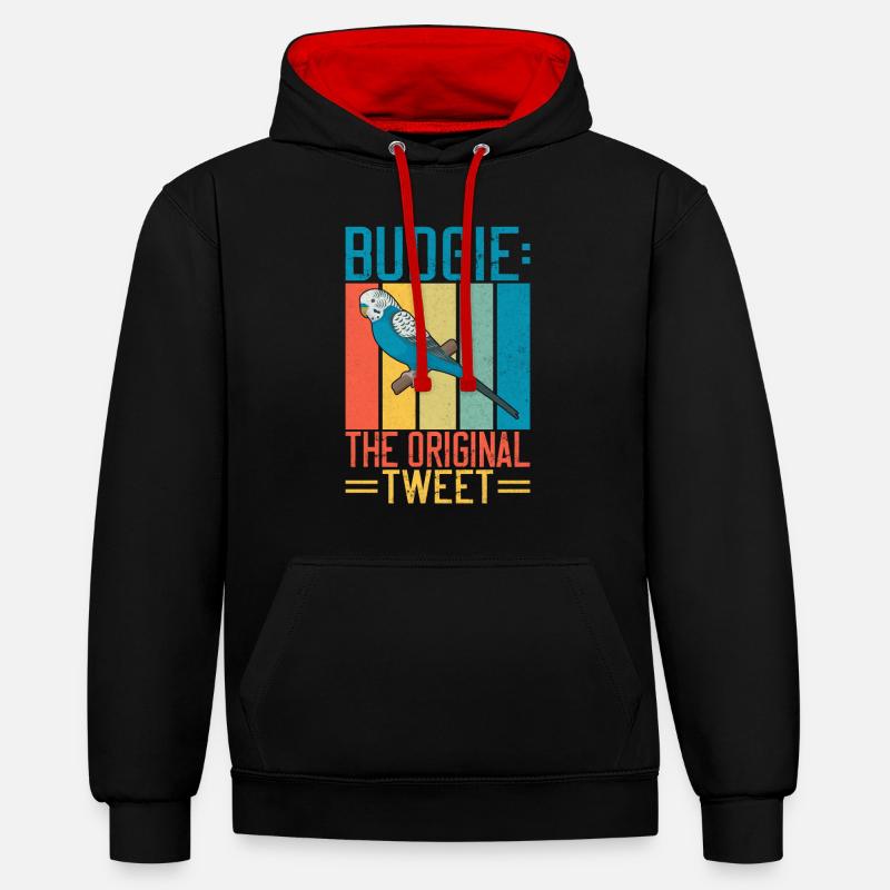 Cadeau de perruche - Sweat à capuche contrasté - noir/rouge