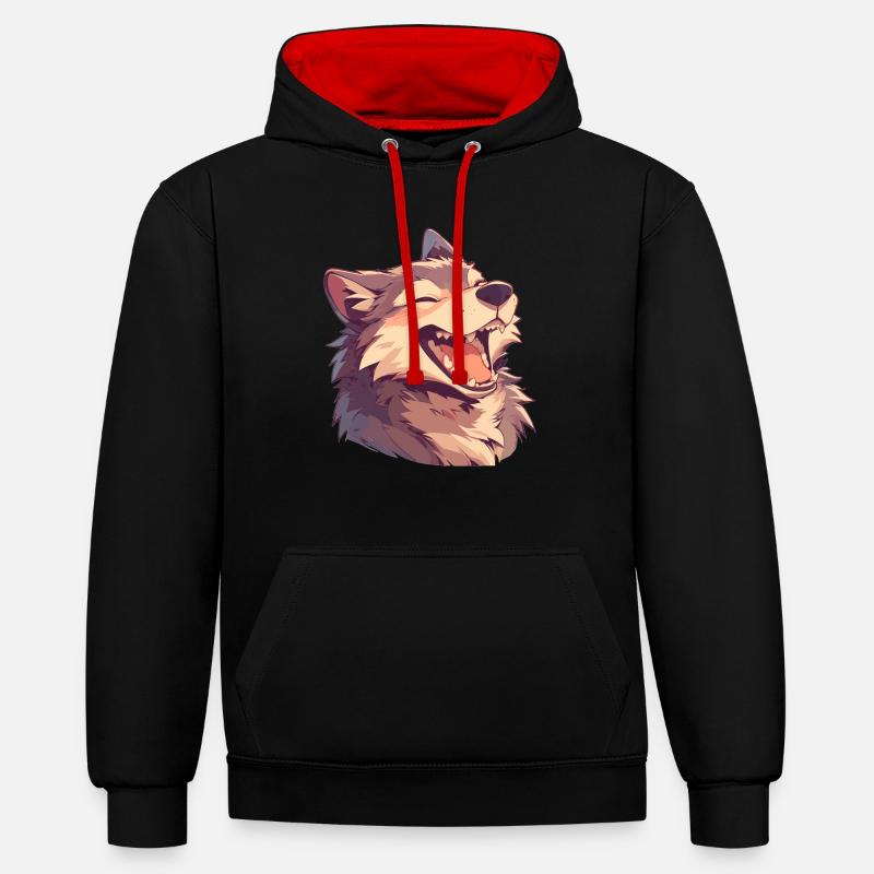 Loups Loup - Sweat à capuche contrasté - noir/rouge