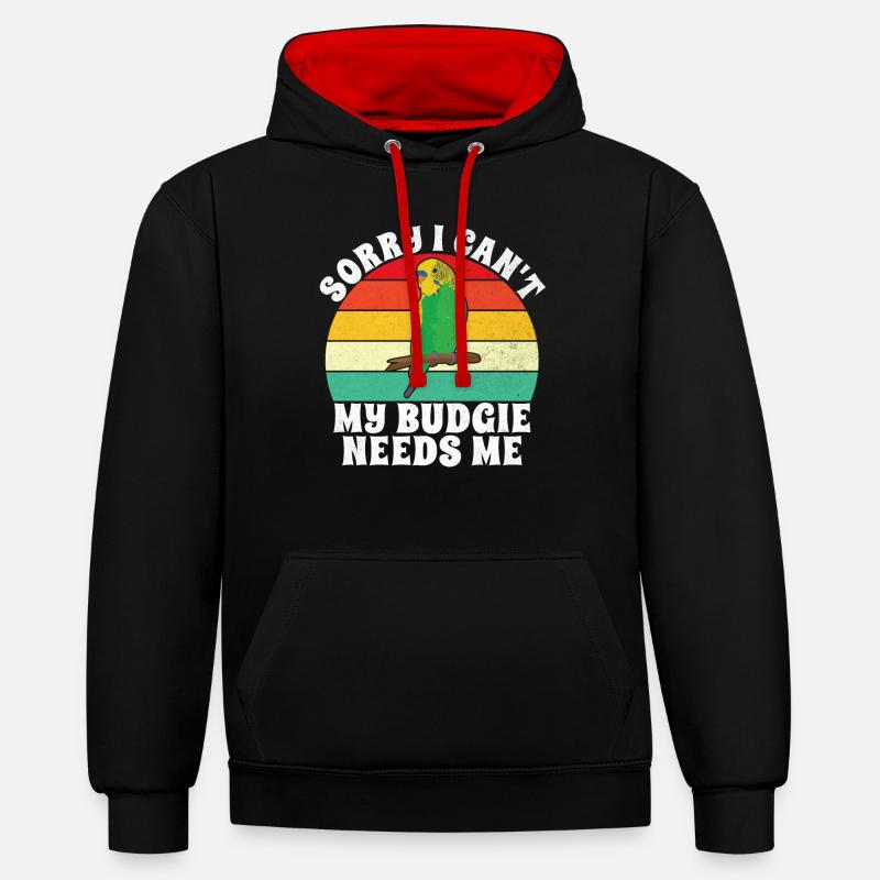 Cadeau de perruche - Sweat à capuche contrasté - noir/rouge