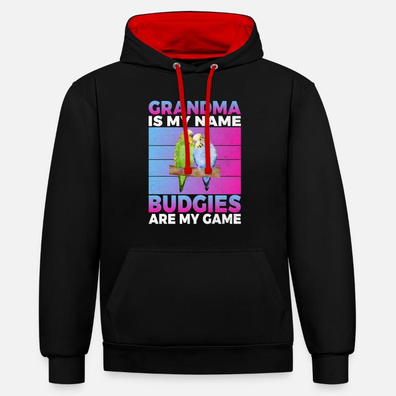 Cadeau de perruche - Sweat à capuche contrasté - noir/rouge
