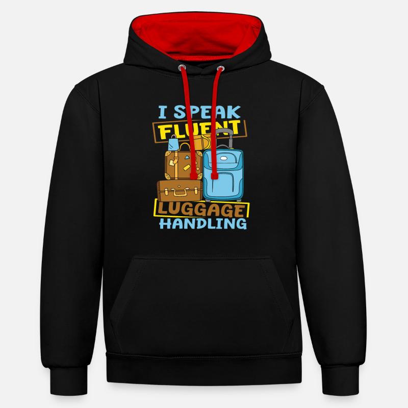 Chasseur - Sweat à capuche contrasté - noir/rouge