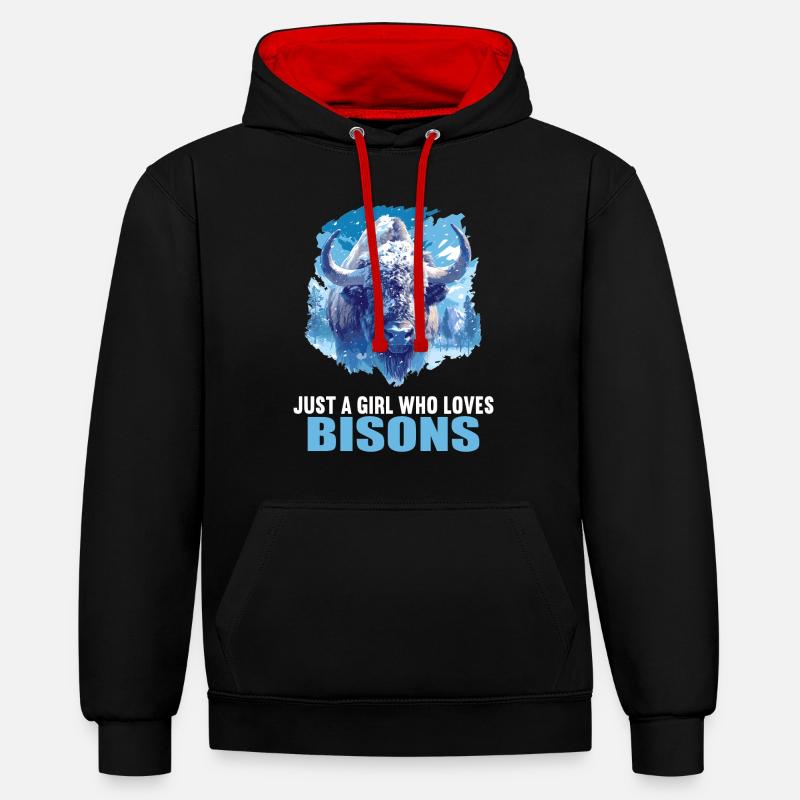 Bisons Bison - Contrast hoodie - black/red