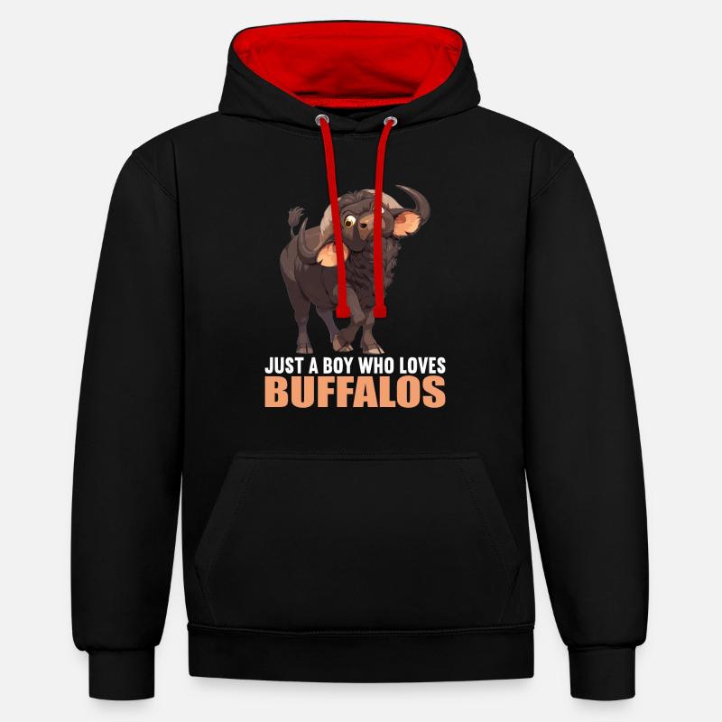Buffles Buffalo Büffel - Sweat à capuche contrasté - noir/rouge