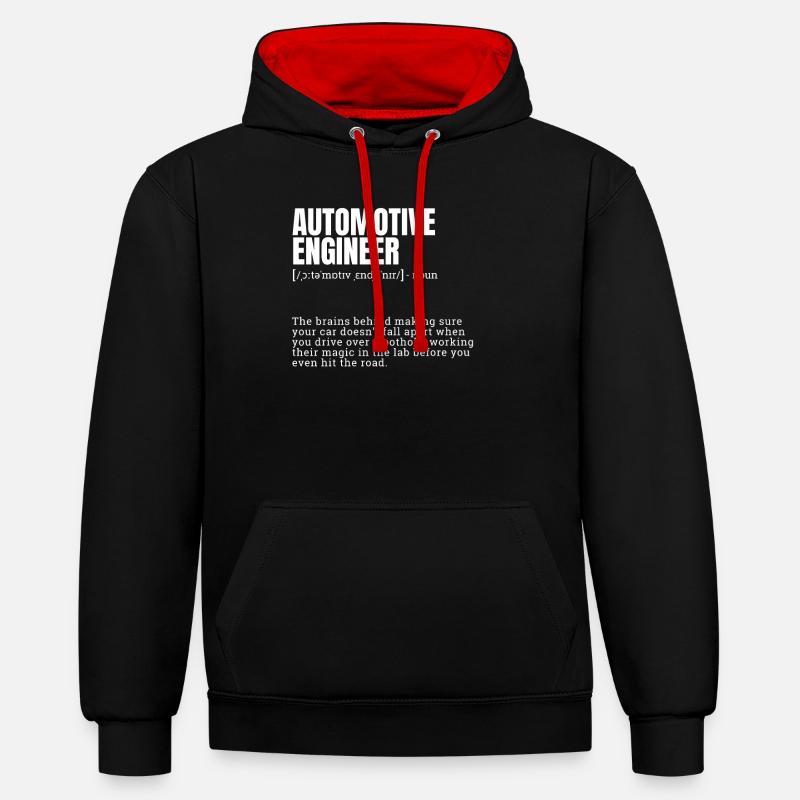 Ingénieur automobile Définition Design créatif - Sweat à capuche contrasté - noir/rouge