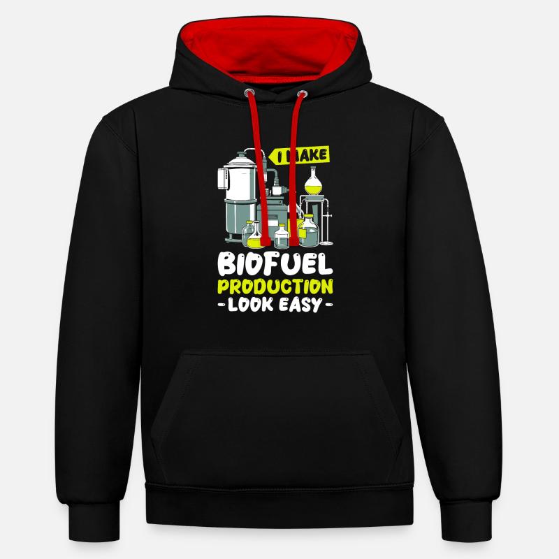 Technicien en biocarburants - Sweat à capuche contrasté - noir/rouge