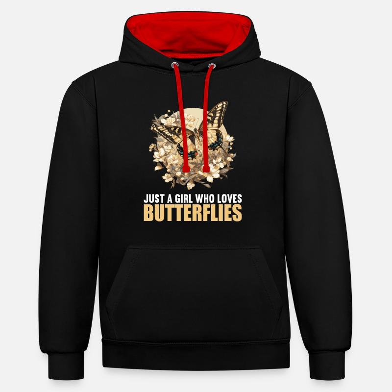 papillon papillons papillon papillon - Sweat à capuche contrasté - noir/rouge