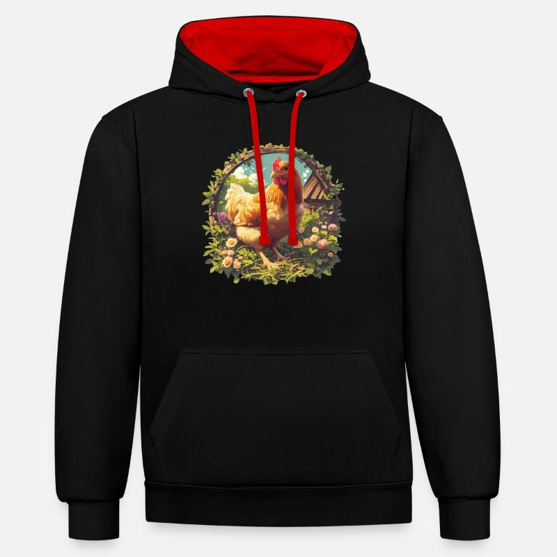 Coq Coqs Coq - Sweat à capuche contrasté - noir/rouge