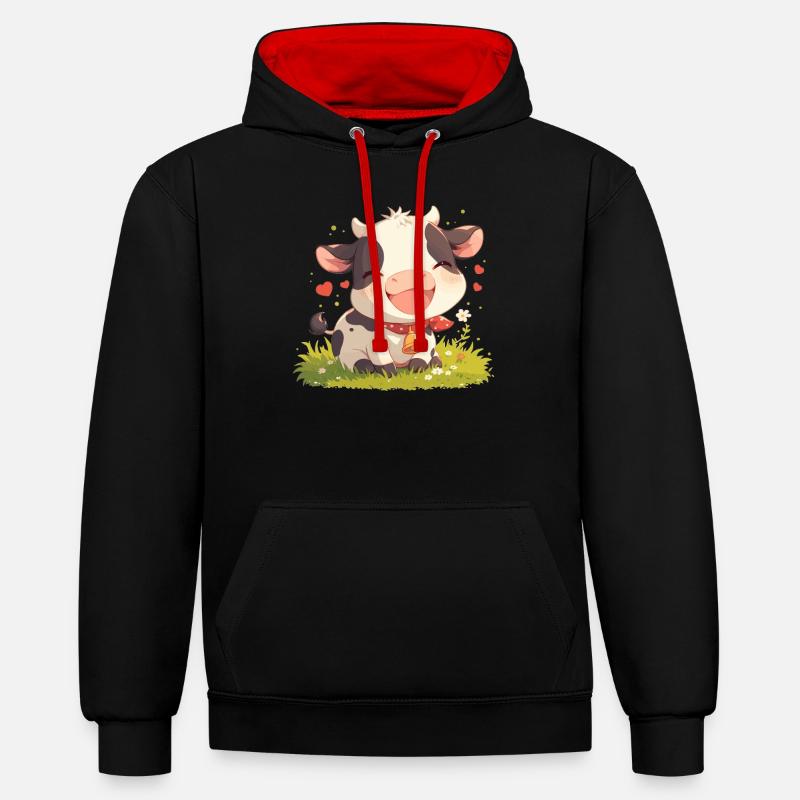Vaches Vache - Sweat à capuche contrasté - noir/rouge