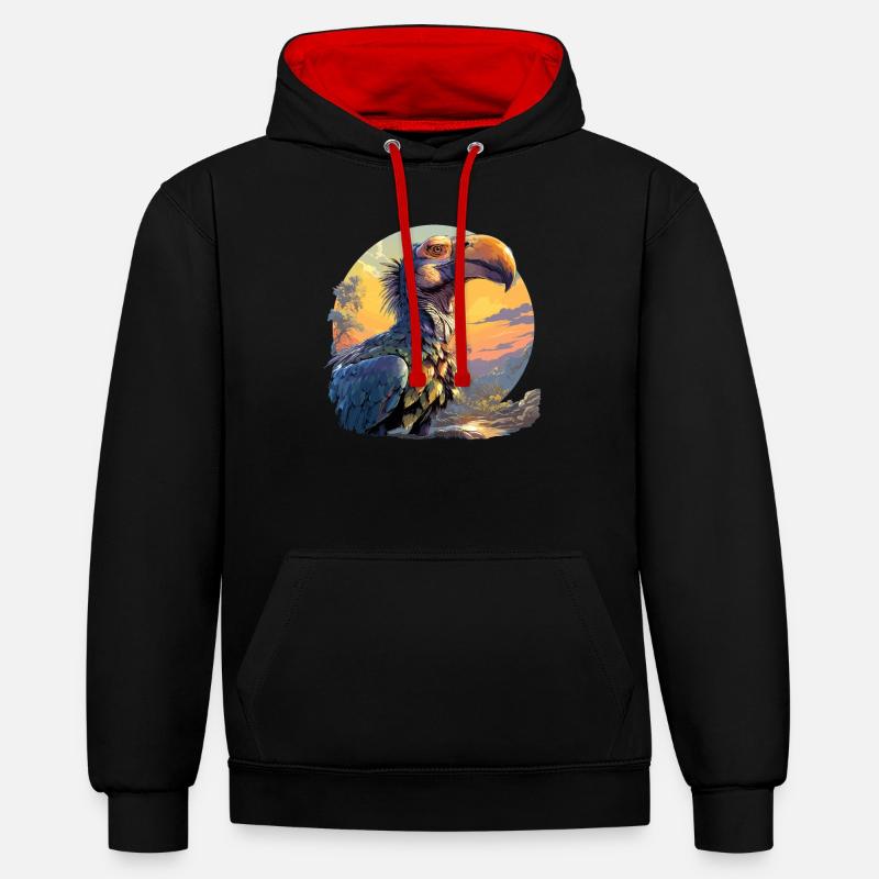 Dodos Dodo - Sweat à capuche contrasté - noir/rouge