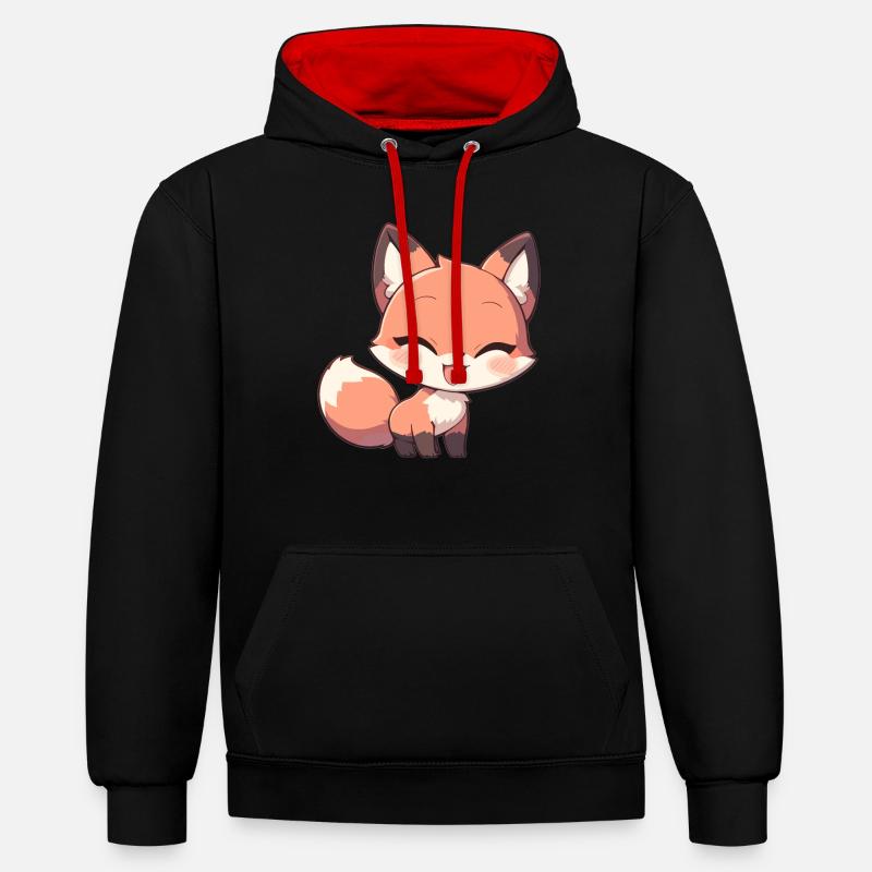 Renards Renard - Sweat à capuche contrasté - noir/rouge