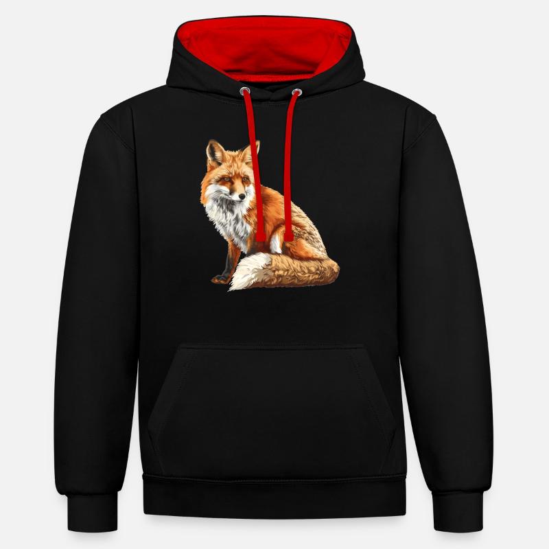 Renards Renard - Sweat à capuche contrasté - noir/rouge