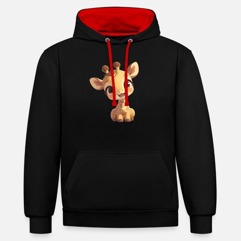 Girafes Girafe - Sweat à capuche contrasté - noir/rouge