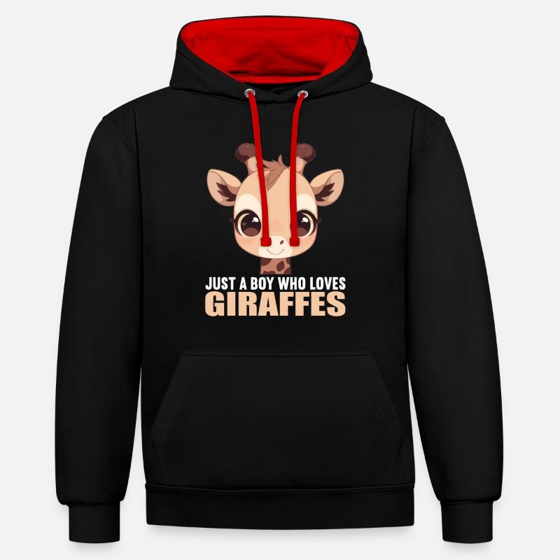 Girafes Girafe - Sweat à capuche contrasté - noir/rouge
